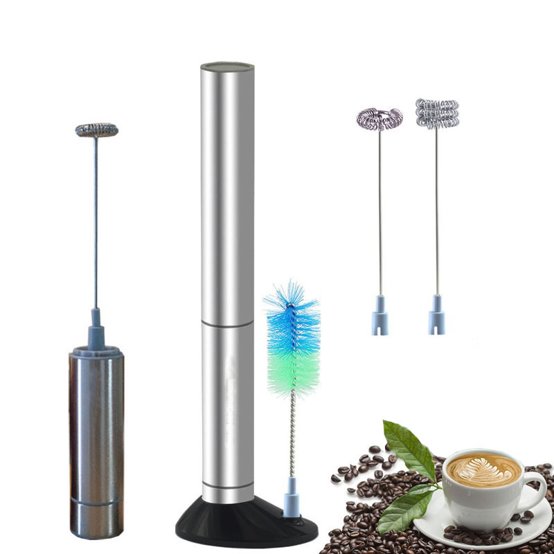 Stainless steel hand-held electric portable coffee frother egg mixer