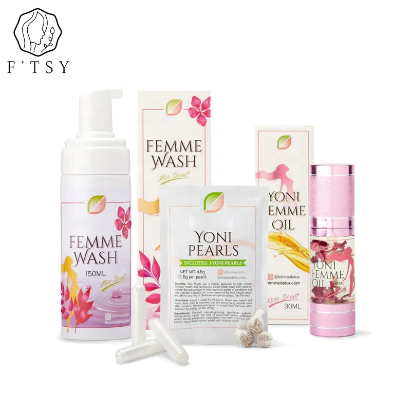 Private Label Vaginal Natural Plant Based PH Balanced Feminine Vagina Care Daily Intimate Yoni Feminine Intimate Care Set