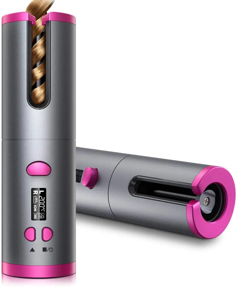 Private Label Hair Curler USB Rechargeable cordless Ceramic Wireless Curling Iron Auto