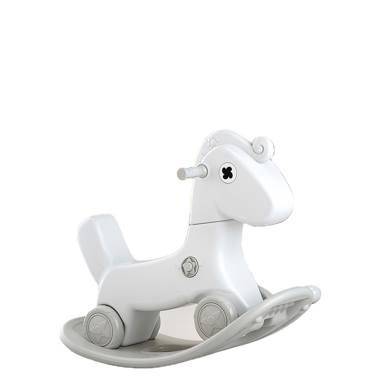 plastic children ride on animal toy with backrest push rod rocking horse