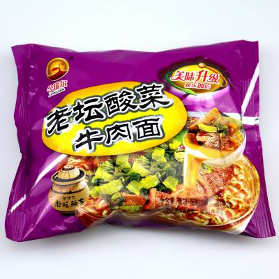 Chinese Wholesale Instant noodles JINRUIER Pickled cabbage beef noodles (bag)