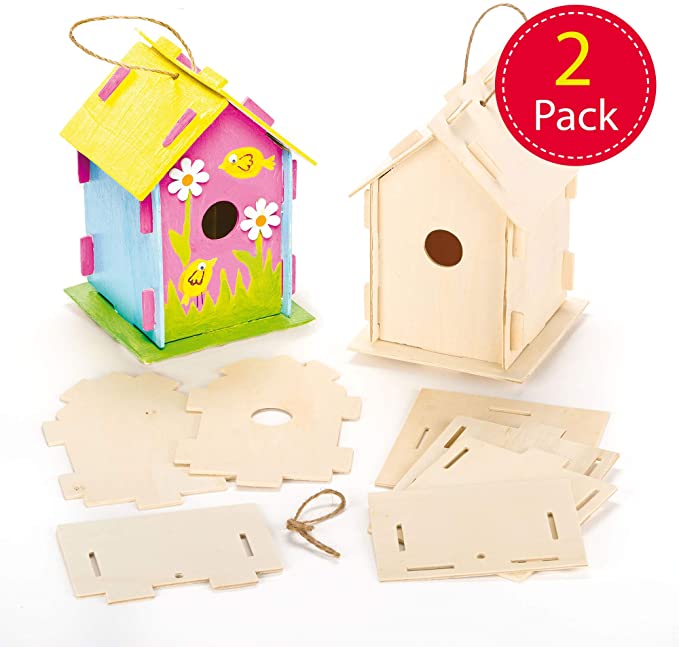 Mini Wooden Birdhouse Kits, Bird Houses to Paint and Decorate for Kids Arts and Crafts or Garden Projects