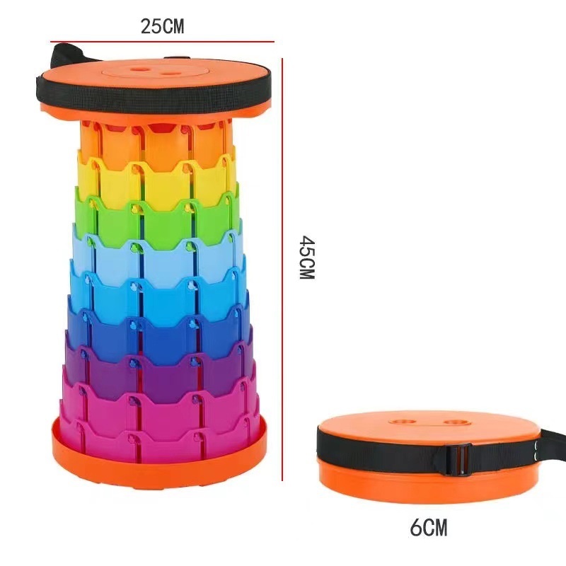 High Quality Travel telescopic stool Adjustable Plastic Folding Stools Collapsable Retractable Folding Stools/