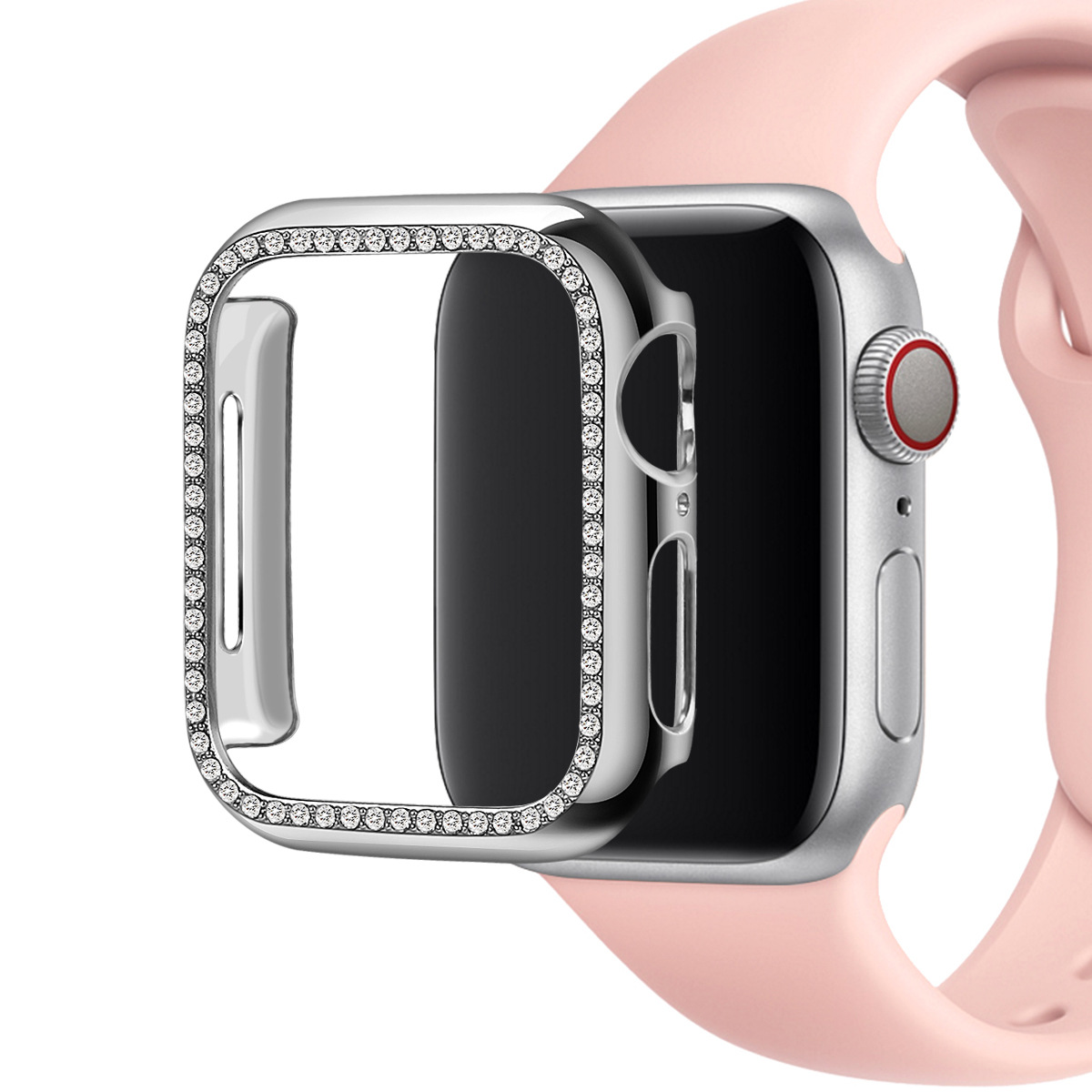 SmallOrders D227 Watch case bejeweled luxury large square crystal diamond gift watch case compatible with iWatch bumper frame