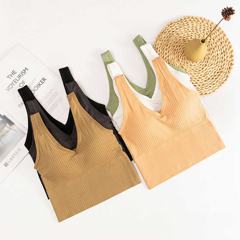 Women's New Style Seamless Wide Straps Removable Padded Underwear Ladies Slimming Wrap Chest Beauty Back Bra Tank Top