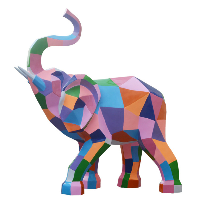 Modern Design Life Size Resin Colorful Elephant Statue With Custom Size And Details