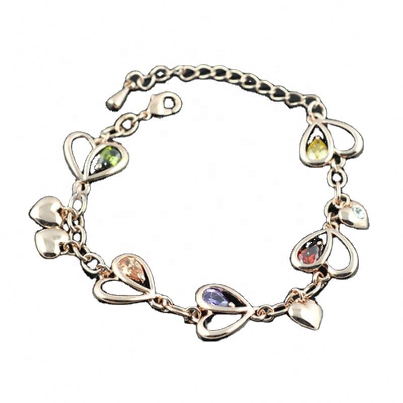 Fancy wedding jewelry crystal pave rose gold plated brass adjustable sister bracelet for teenage girls