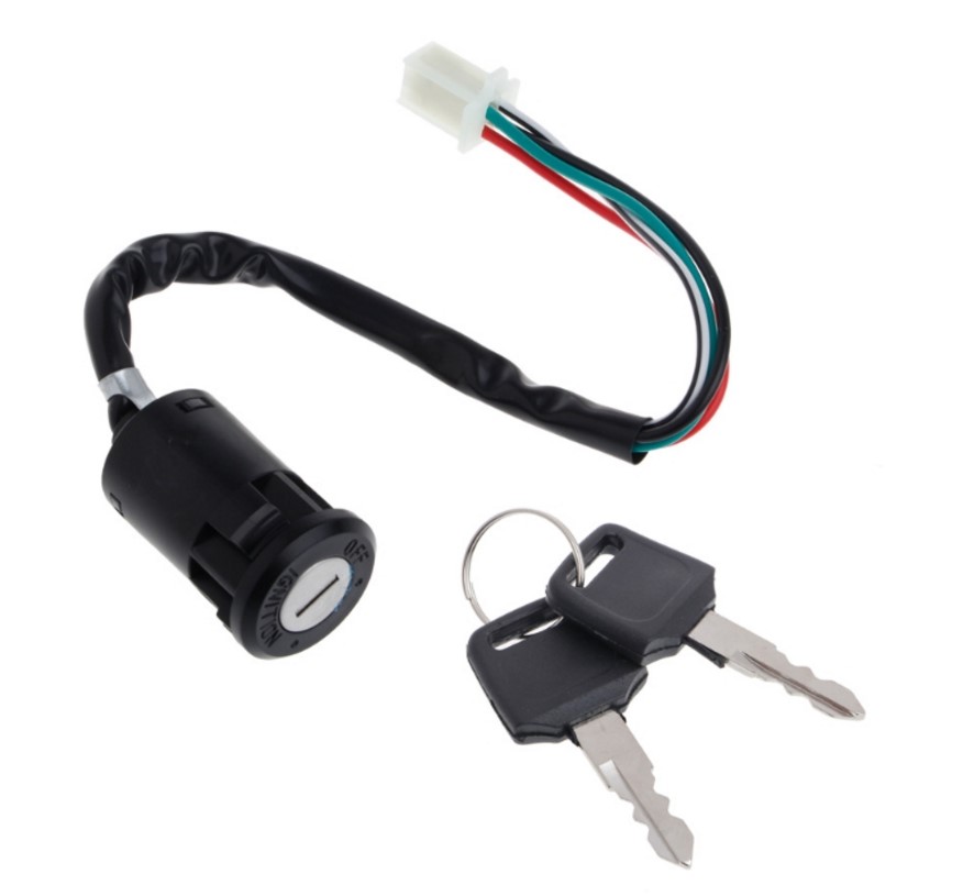 4 Pin 4 Wires Ignition Switch Key Set with Cap for 50cc 70cc 90cc 110cc 125cc 150cc 200cc 250cc SUNL Dirt Bike Electric Scooter