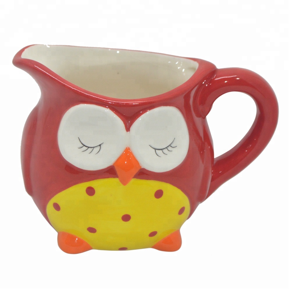 DSX Ceramic Mini size ceramic owl design creamer pot for dining-table