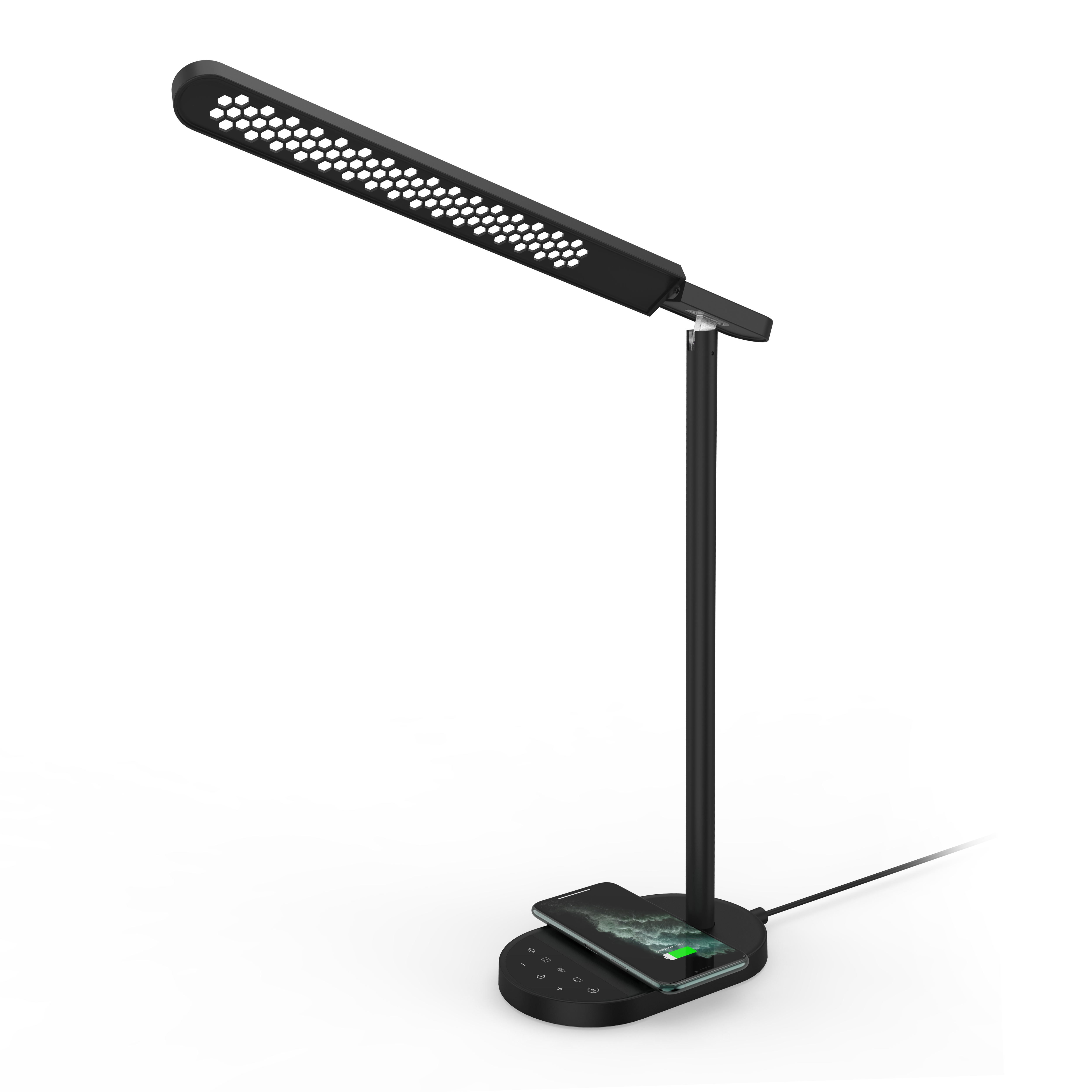 Хит продаж на Amazon, настольная лампа с защитой глаз, вращающаяся на 270 градусов, с беспроводной зарядной станцией 15 Вт