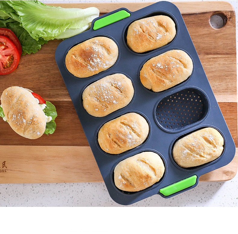 2020 новая горячая распродажа Nonstick 8 полости силиконовые перфорированные багет противень для выпечки французского хлеба-мягкий трехножный мини-Хлебная сковорода