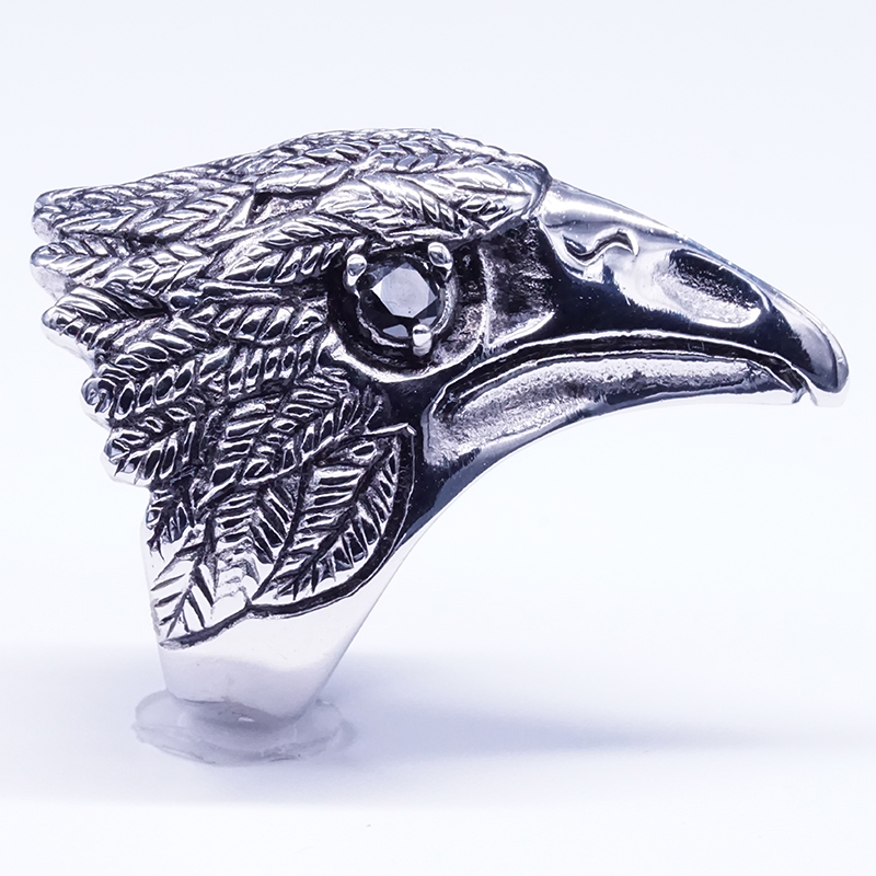 Stainless Steel Eagle Ring Red Crystal Eye Punk Style Men's jewelry Ring Hip-Hop Biker Boy's Cool Jewelry