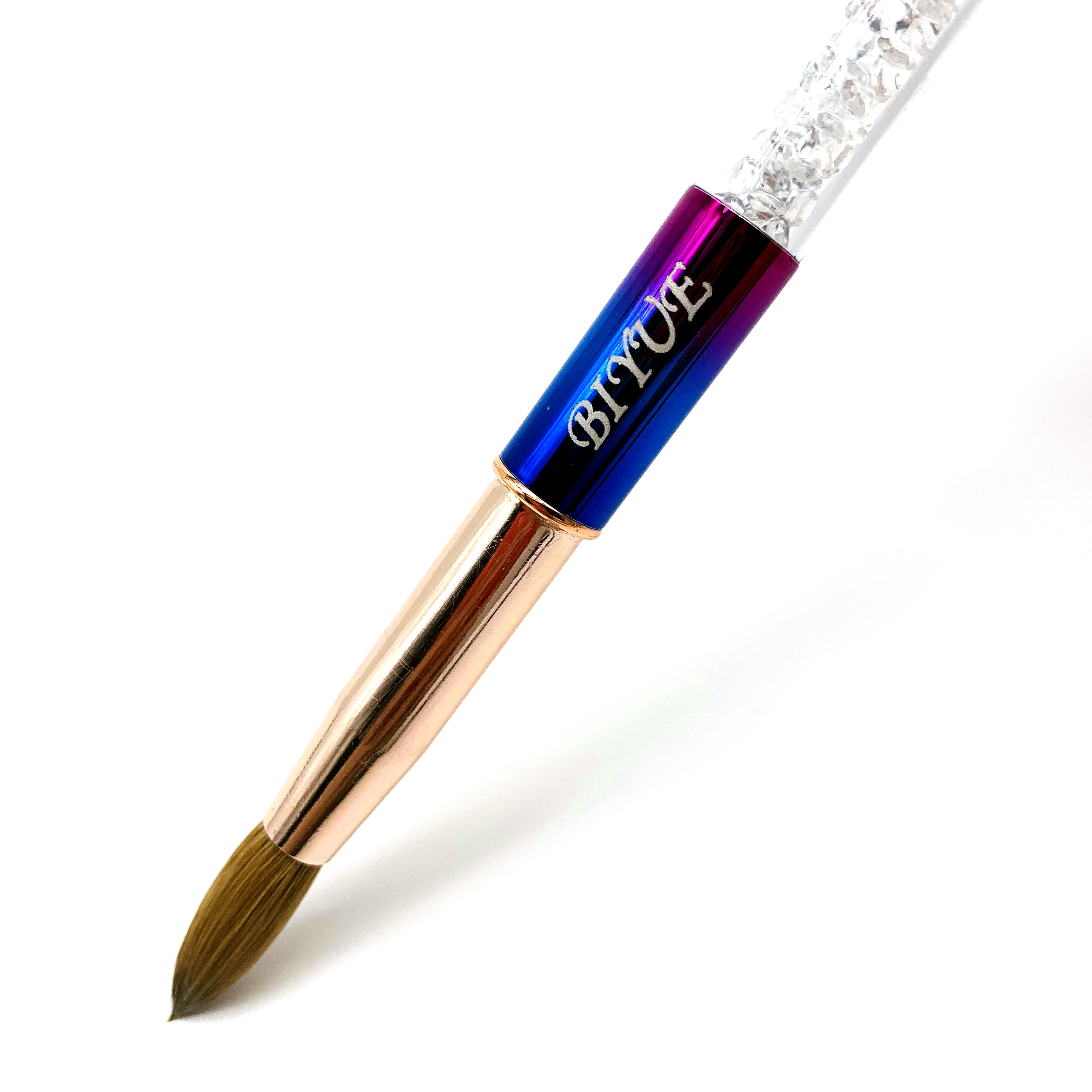 Biyue New Design Rainbow Metal handle 100% Kolinsky Hair Nail Brush