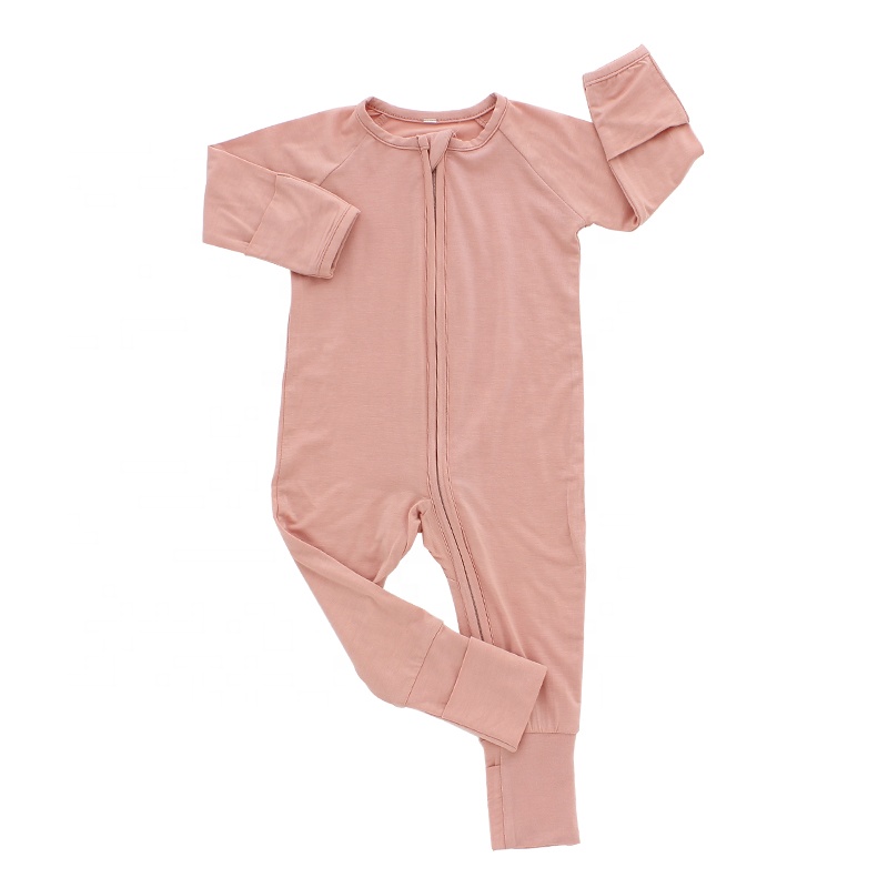 New hot custom baby clothes Long sleeves 95% bamboo Viscose 5% spandex newborn baby onesie blank zipper baby rompers