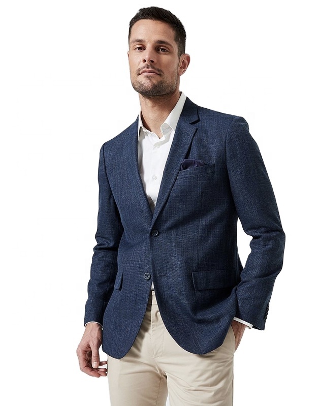 2021 hot selling wholesale customied high quality textured for men's business suit blazer jacket with navy from China