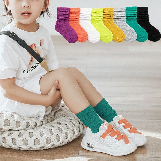 Long Crew Socks for baby Toddler Fluorescent children's slouch socks combed cotton candy colored little girls kids socks