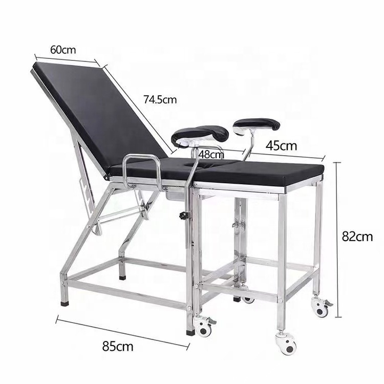 Manual Gynecology Examination Chair Obstetric Gynecological Examination Bed for Clinic Hospital Furniture 6cm Sponge Black,pink
