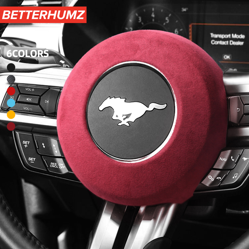 Автомобильная подушка безопасности на руль ABS, чехол для Ford Mustang 2015-2021, для алькантары, внутренняя полоса, отделка, аксессуары для автостайлинга