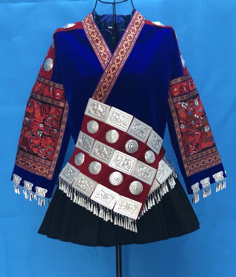Традиционный китайский костюм Hmong WJ30012 ручной работы, одежда Miao, сделано в Китае, Хэллоуин, Рождественская покупка