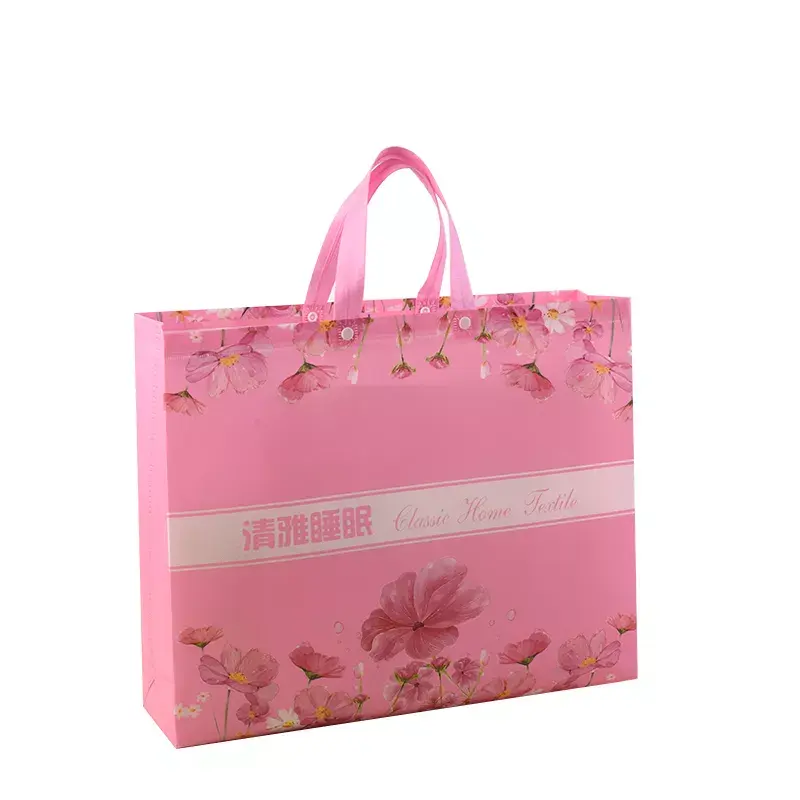 New Arrival In Stock Hotsale Direct Supplier Reusable Packaging Pp Laminated Non Woven Tote Shopping Bag With Button