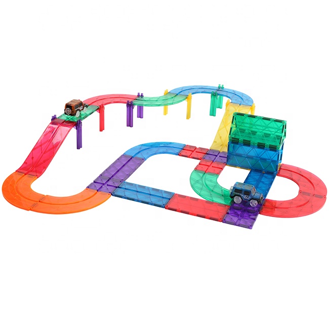 MNTL G8214 78pcs/set magnet tile building blocks marble run racing track set car track magnetic tiles toddler toys race track