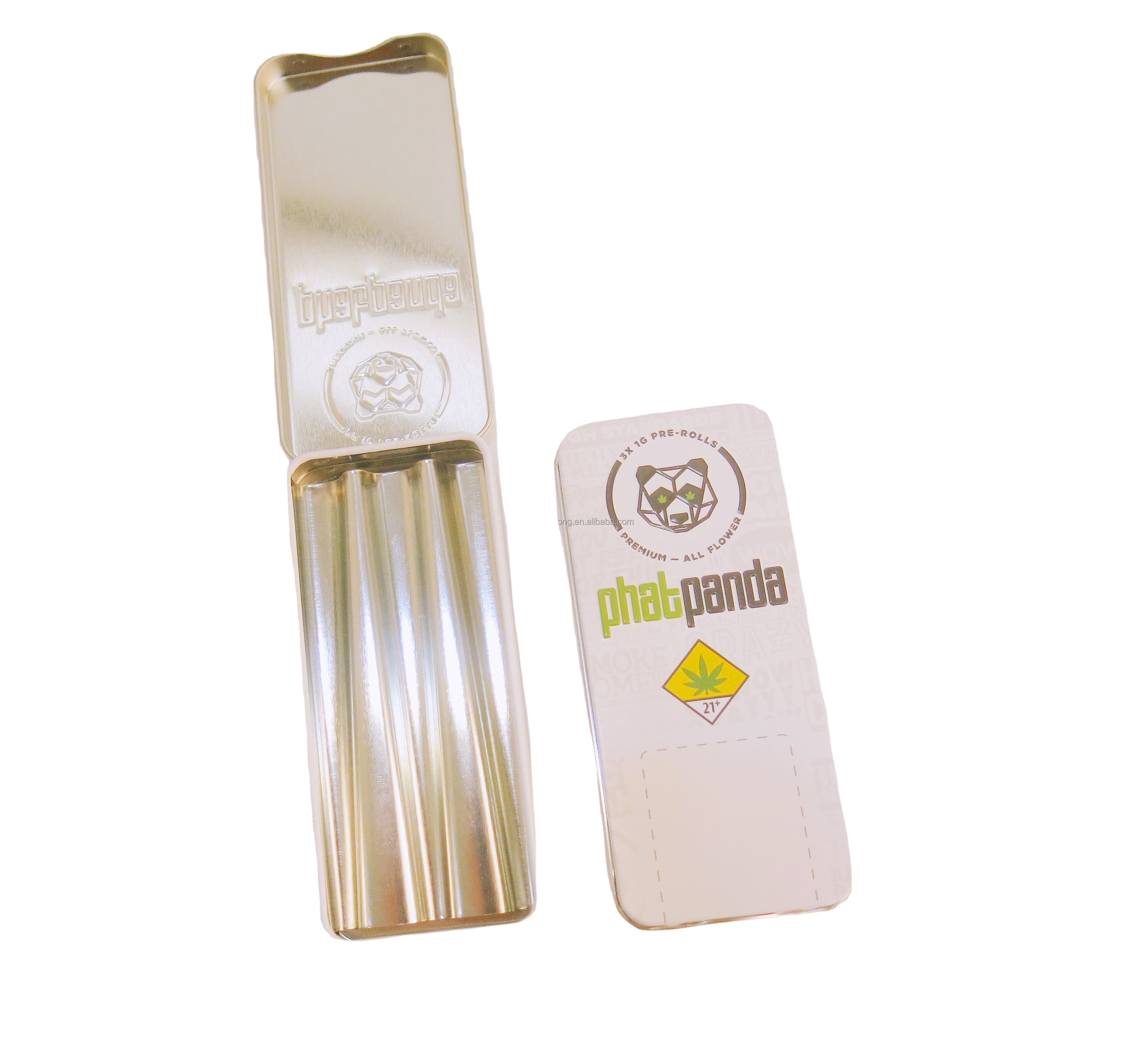 Wholesale Factory Custom Printing Logo Rectangle cigar cigeratte tabacco sigar 3 joint tin box package