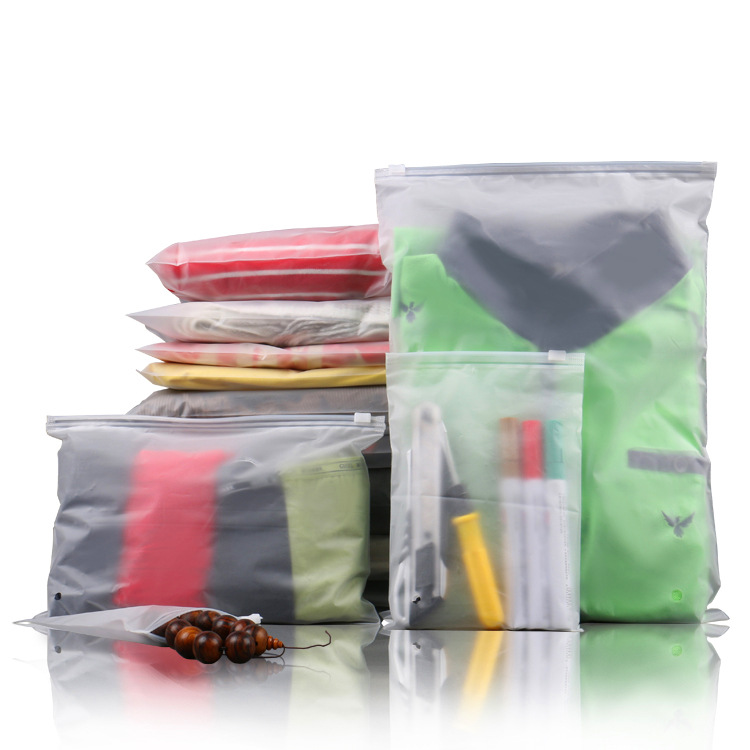 Horizontal and vertical plastic PE PVC ziplock socks panties towels clothes packaging thickened transparent frosted zipper bags
