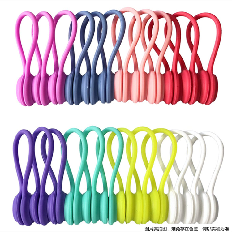Manufacturers wholesale Colorful Magnetic Twist Ties Strong Magnet Cord Winder Wrap Silicone Cable Clips