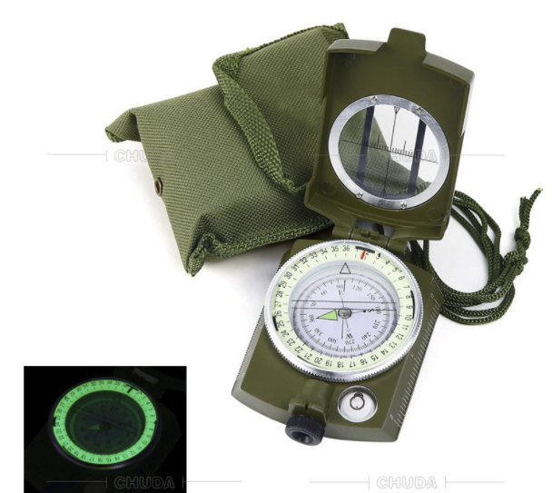 American military fan compass full metal folding outdoor multi-function compass with luminous compass