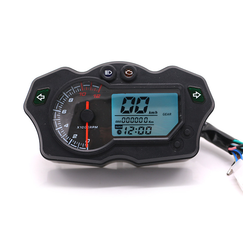 Motorcycle Modified Digital LCD SpeedoMeter Mechanical 7-Color Switchable 199KM/H Max
