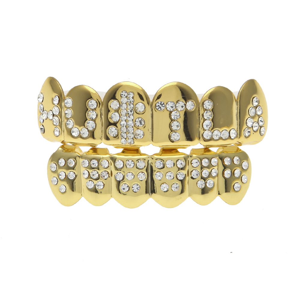 Новинка, хит продаж, медный хип-хоп, золотые буквы, алфавит, зубы, Grillz для людей унисекс