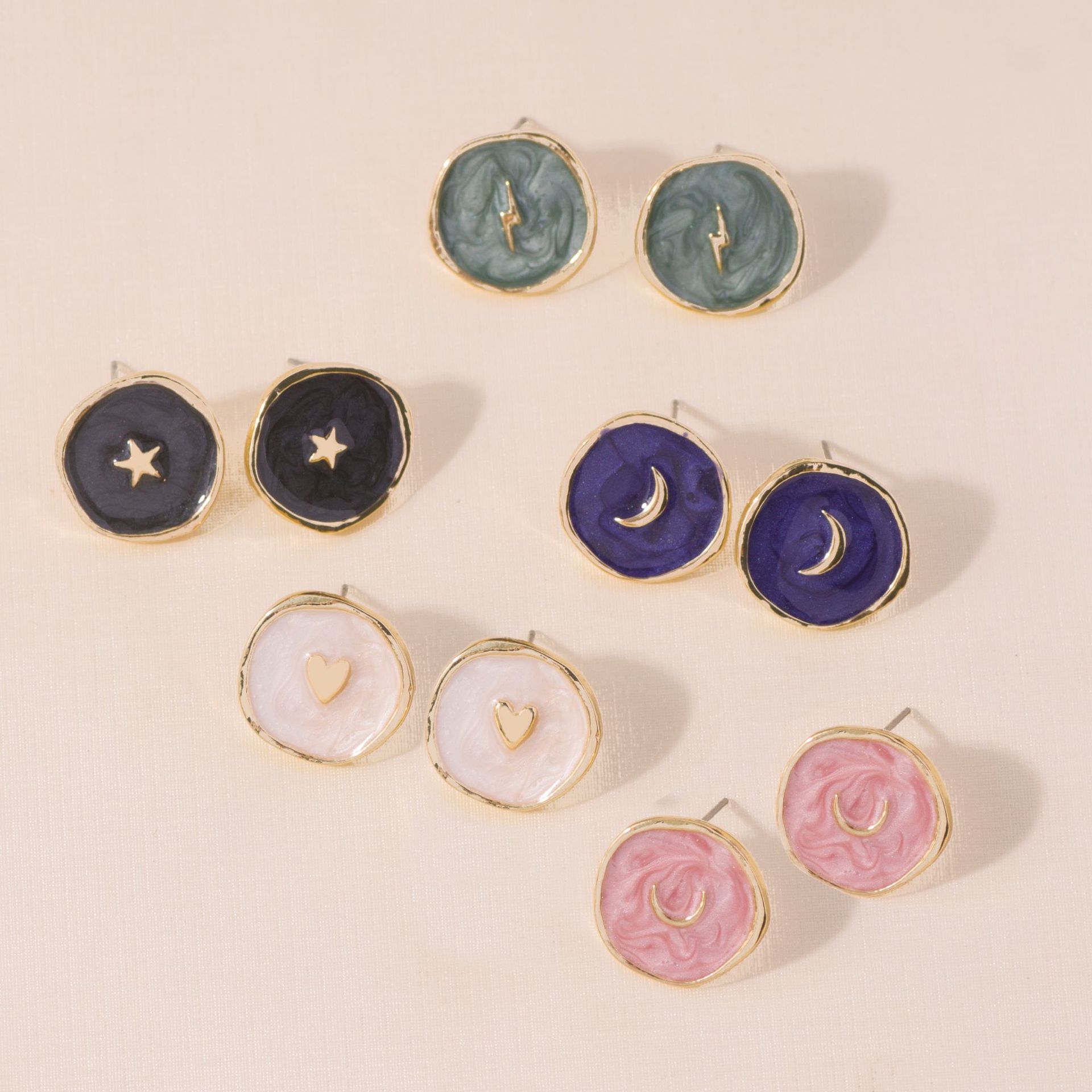 Laodun 2021 Fashion Personality Dream Love Moon Star Stud Earrings New Design Ring Necklace Jewelry Set