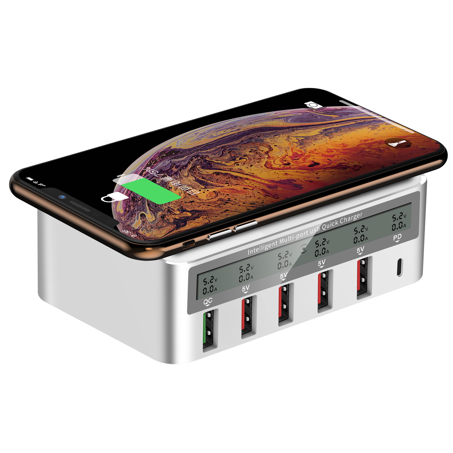 Кабель с разъемом USB типа c 6 Порты USB быстрое зарядное устройство 3,0 PD быстрая зарядная станция адаптер питания Настольный мобильный телефон зарядное устройство USB