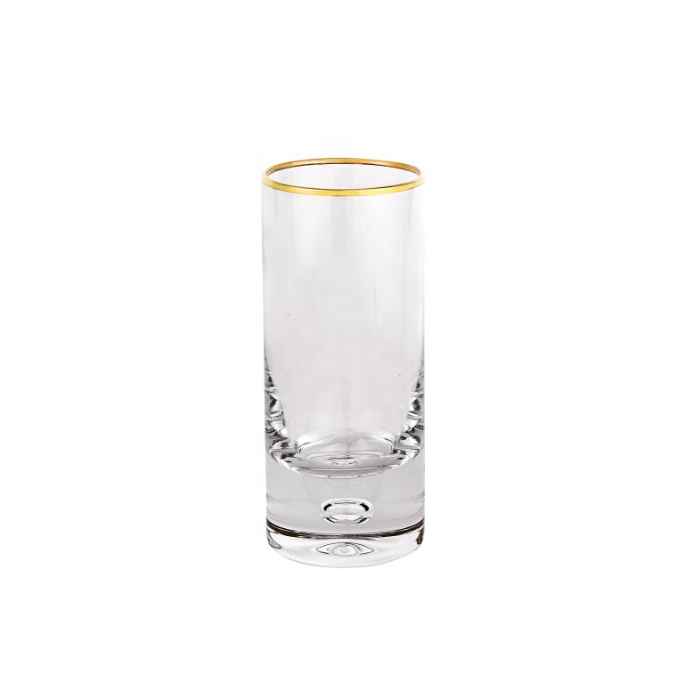 Top quality fancy 3oz shot glass mug with gold rim