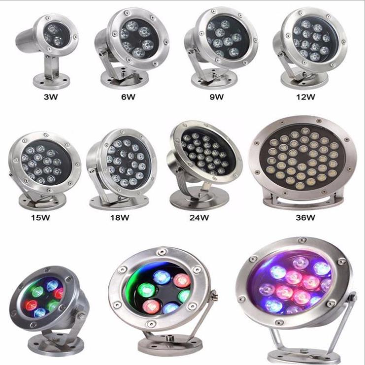 New High-power LED Underwater Light 3~36W Colorful Waterproof Square Fountain Pool Decoration