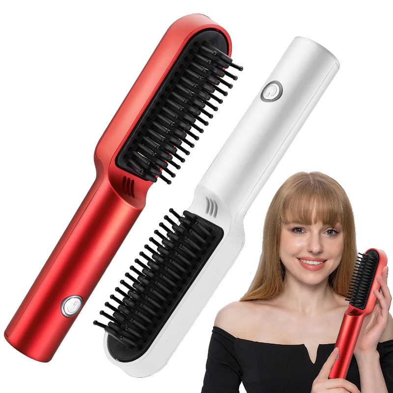 Yi Er Hair Straightener Brush Portable Mini Wireless Flat Iron Usb Rechargeable Ceramic Cordless Hair Straightener