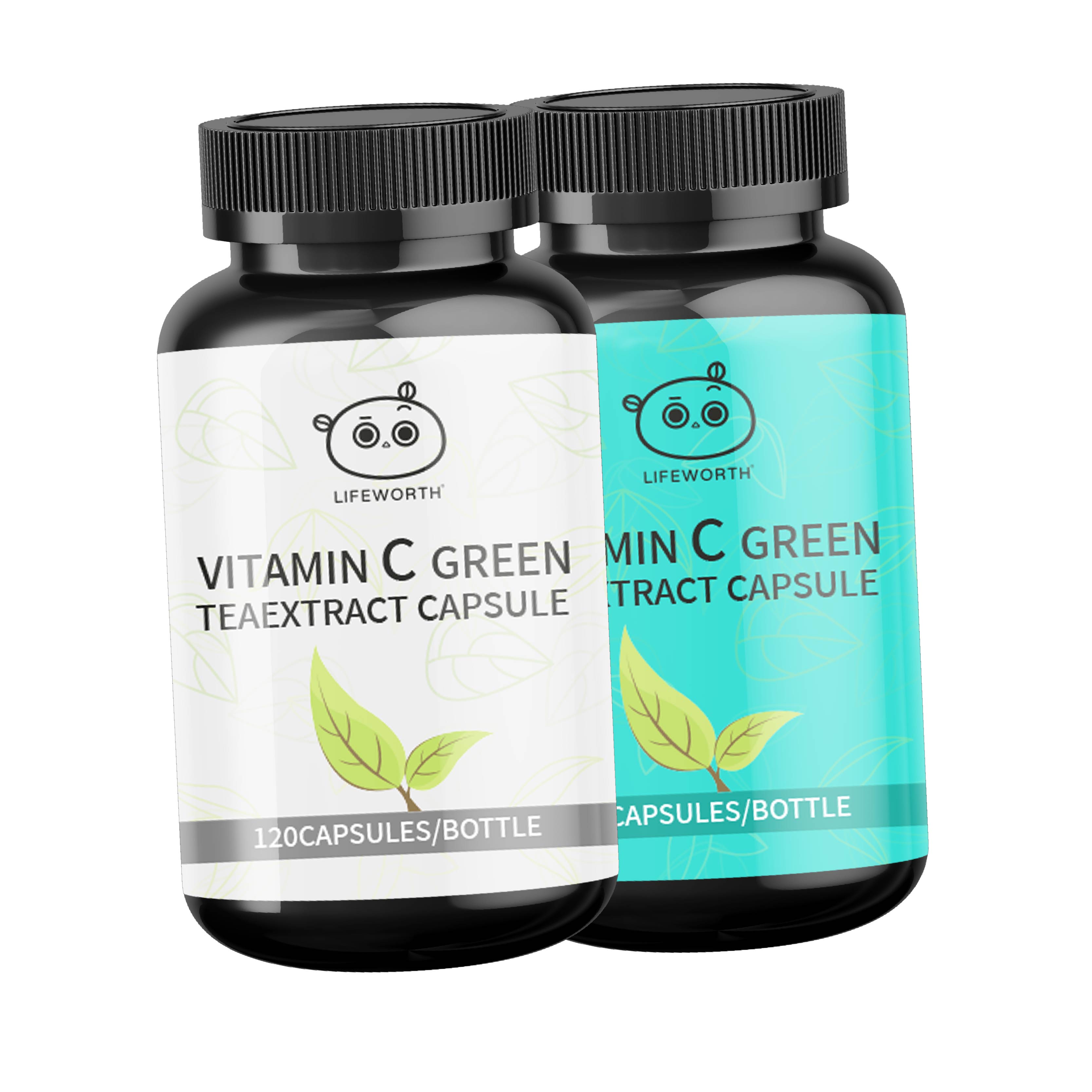 Lifeworth private label OEM diet tea weight loss green tea extract capsules with vitamin c wholesale