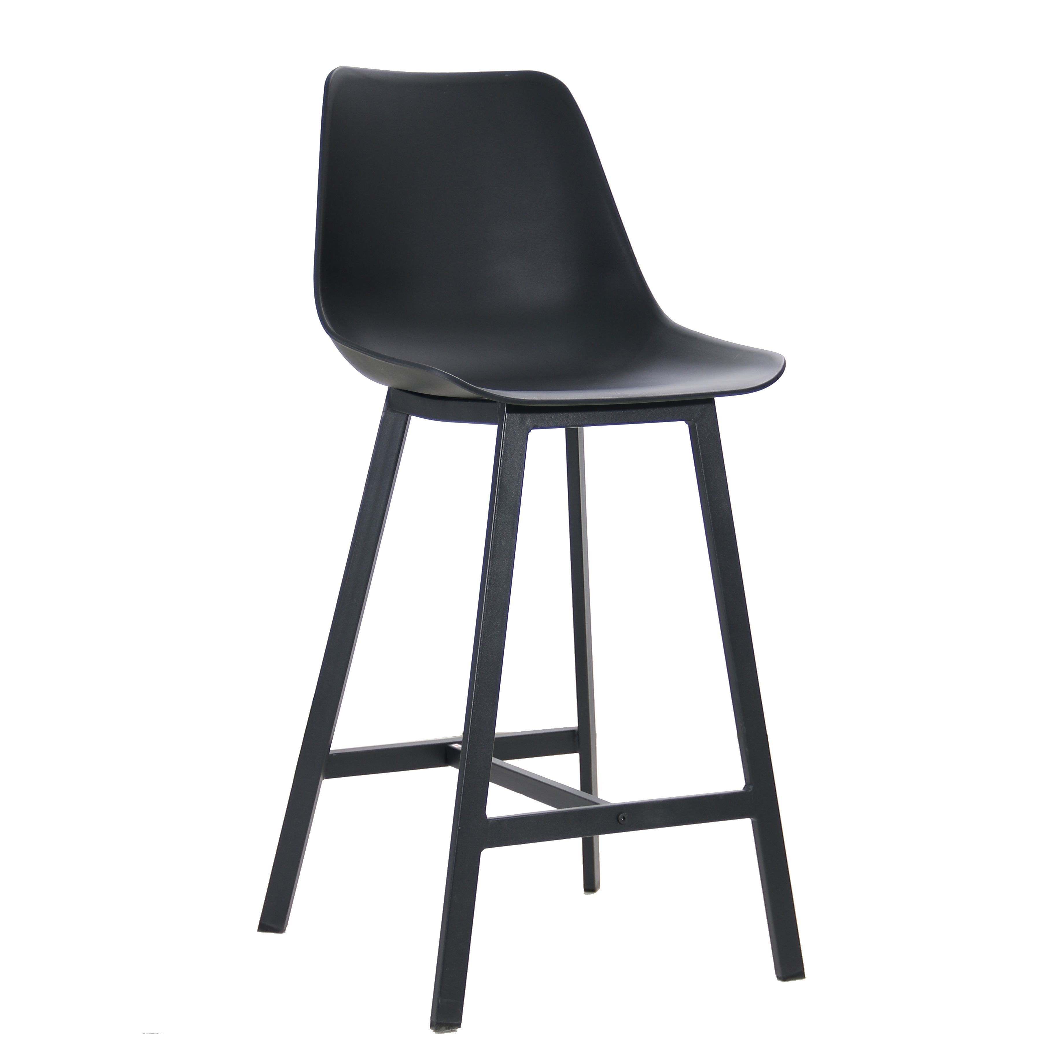 Counter Height Tall Luxury High White Black Nordic Kitchen Modern Cheap Pp Plastic Bar Stool With Powder Coated Iron Metal Legs