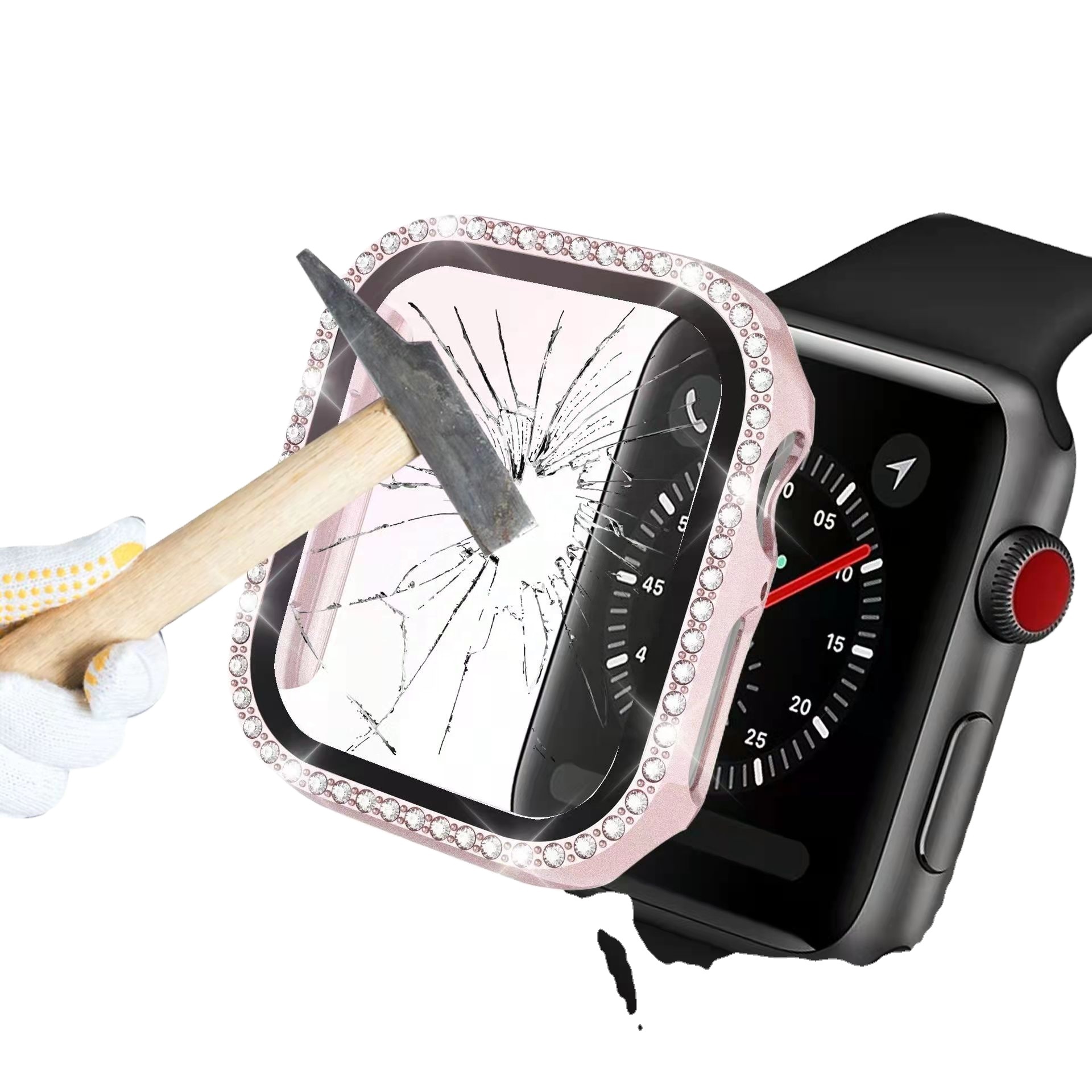 For Apple Watch Diamond Pc Electroplated Watch Case For Apple Watch Case 38mm 40mm 42mm 44mm For Iwatch Case