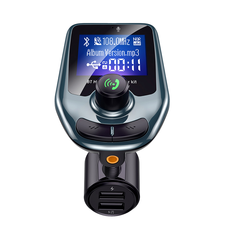 D4 Car Wireless FM Transmitter Handsfree MP3 Player with Dual USB 5V1A Charger for Phone