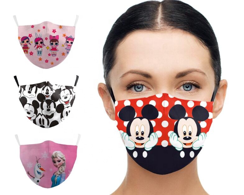 Пижама для детей и взрослых, 3D цифровая печать maskes саржа высокой плотности 2-х слойный можно положить фильтр моющиеся маски для лица с мультяшным принтом
