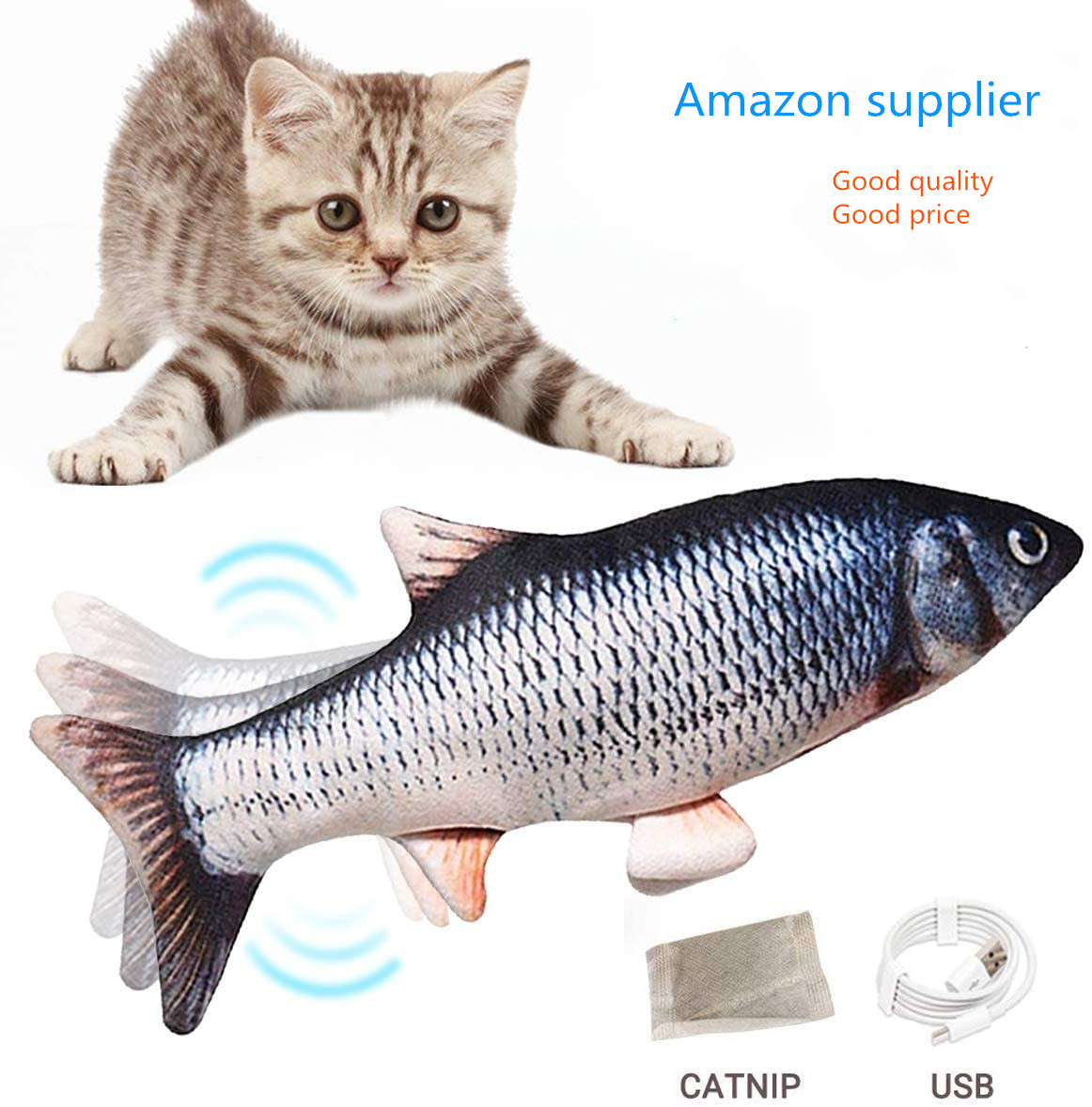Поставщик Amazon, электрическая игрушка для кошек и рыб, Реалистичная рыба, шлепанцы, рыба, котенок, кошачья мята, игрушка, Интерактивная игрушка для кошек