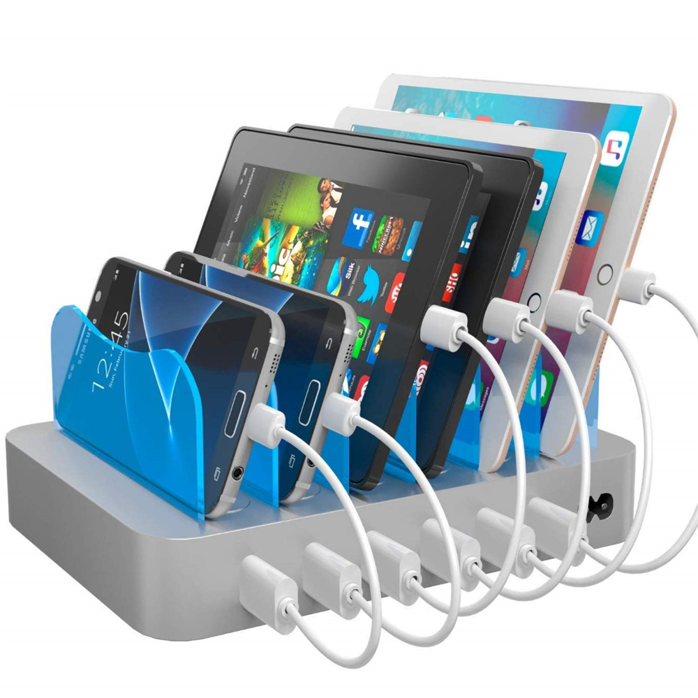 Интеллигентая (ый) 6-портовое 50w настольный USB планшет ноутбук зарядное устройство для смартфона с Универсальная док-станция