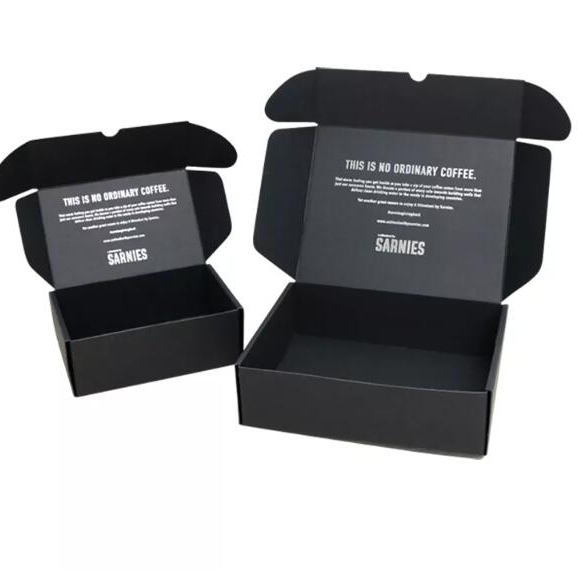 Customized box packaging recyclable black paper packaging corrugated mailer box black corrugated boxes with logo