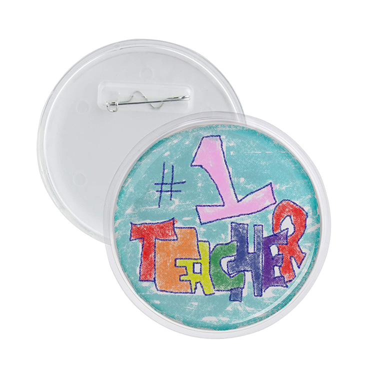 logo printed clear cheap cute cartoon transparent acrylic pin badges Custom