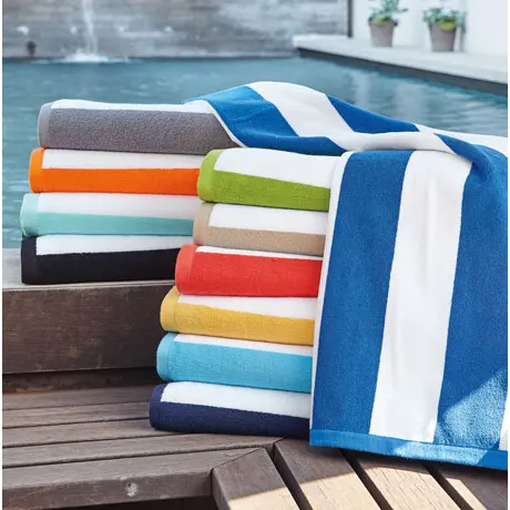 2022 Oversized Luxury Quality 550gsm or 630gsm 100% Cotton Custom Printed Cabana Stripe Pool Swim Towel Bath Towel Beach Towel