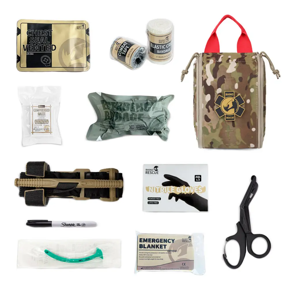 Rhino Rescue Tactical Medical Pouch EMT Trauma Kit Carrier IFAK Molle Belt Blow Trauma Kit