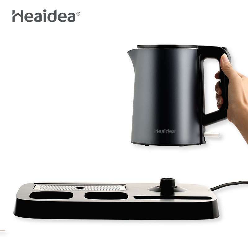 Heaidea прибор для отеля, новый дизайн 304, электрический чайник из нержавеющей стали с чайным подносом