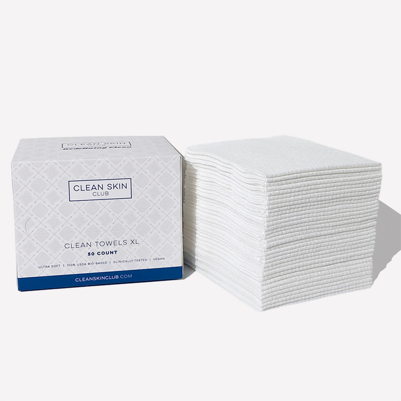 Wholesales Clean Skin Club Clean Towel XL 100% Biobased Face Towel Disposable Makeup Remover Dry Wipes Facial Washcloth Home Use