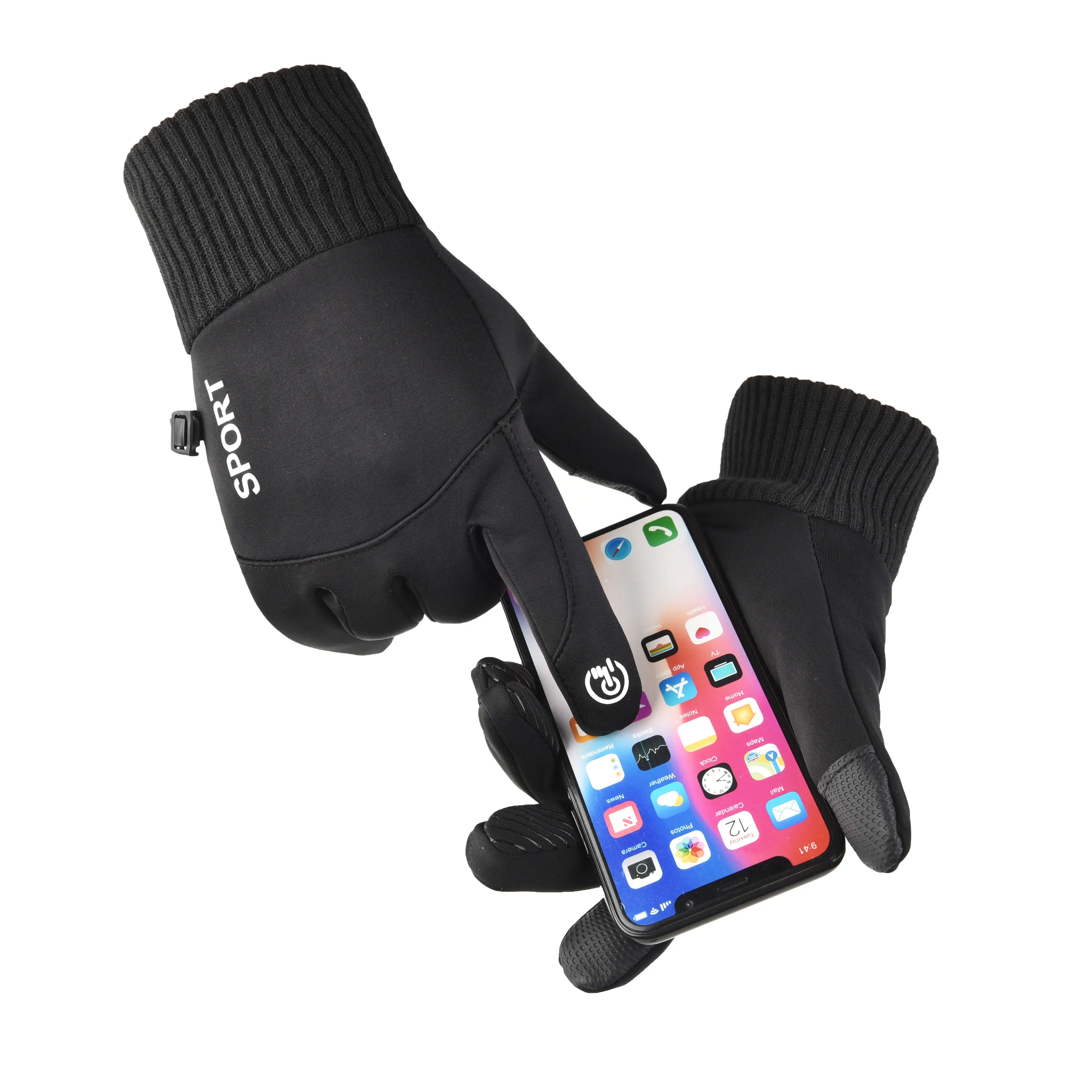 Мужские зимние водонепроницаемые велосипедные перчатки, перчатки для занятий спортом на открытом воздухе, для бега, мотоцикла, лыжного спорта, для сенсорного экрана, флисовые Нескользящие теплые перчатки с пальцами